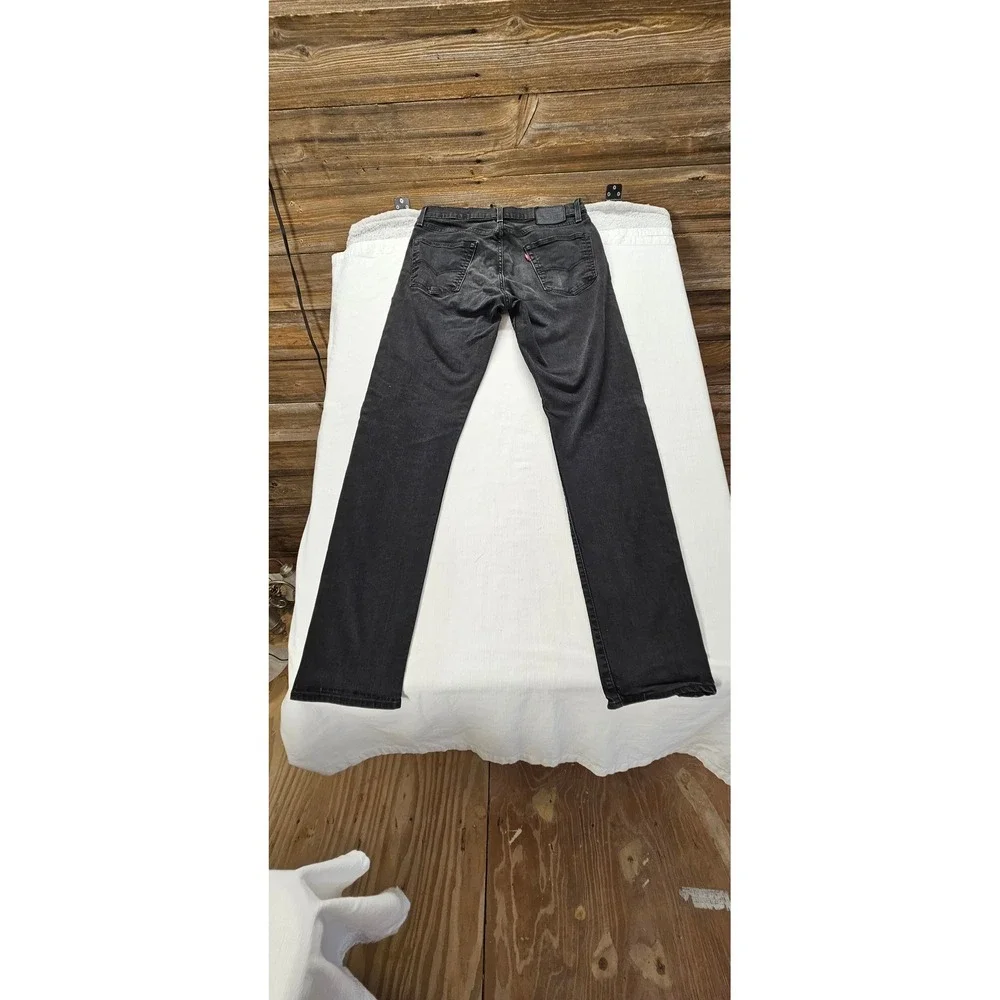 Levis 502R Taper Jeans Mens 34x36 Washed Black Night Shade Denim Big E